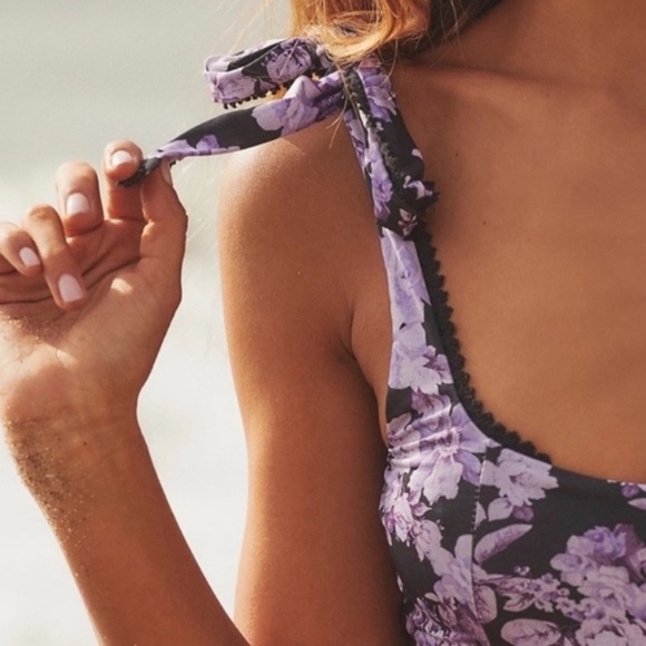 NWOT Beach Riot spring fairy floral one piece purple 14305 - Picture 4 of 11